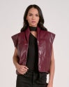 LaRinda Faux Leather Puffer Vest Plum