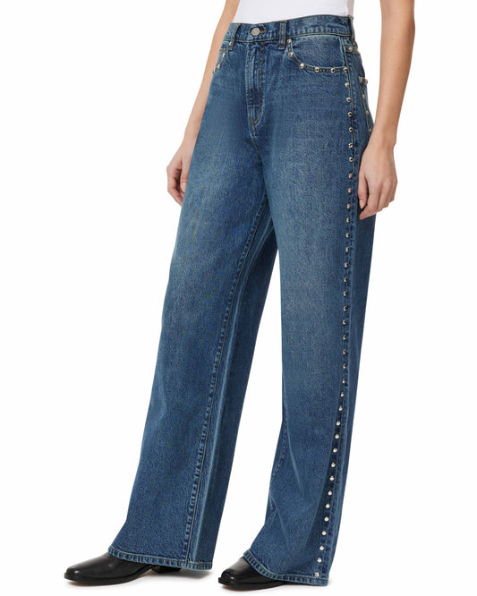 Gemma Wide Leg Studded Slouch Jean