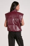 LaRinda Faux Leather Puffer Vest Plum