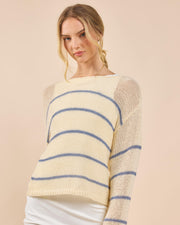 Taylor Striped Knit Top Blue