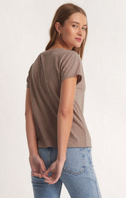 Modern V-Neck Tee- Heather Latte