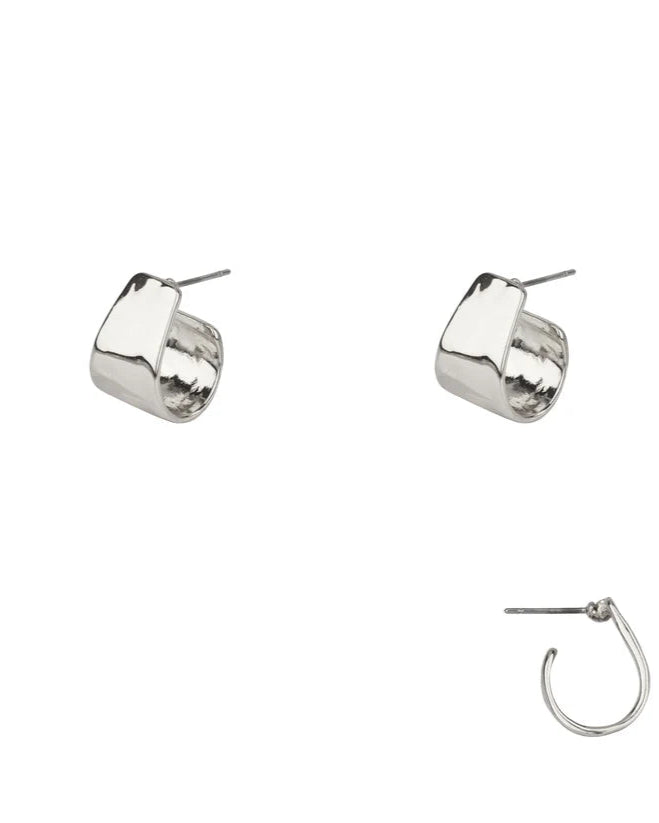 Silver Wide Curved Hoop Earring