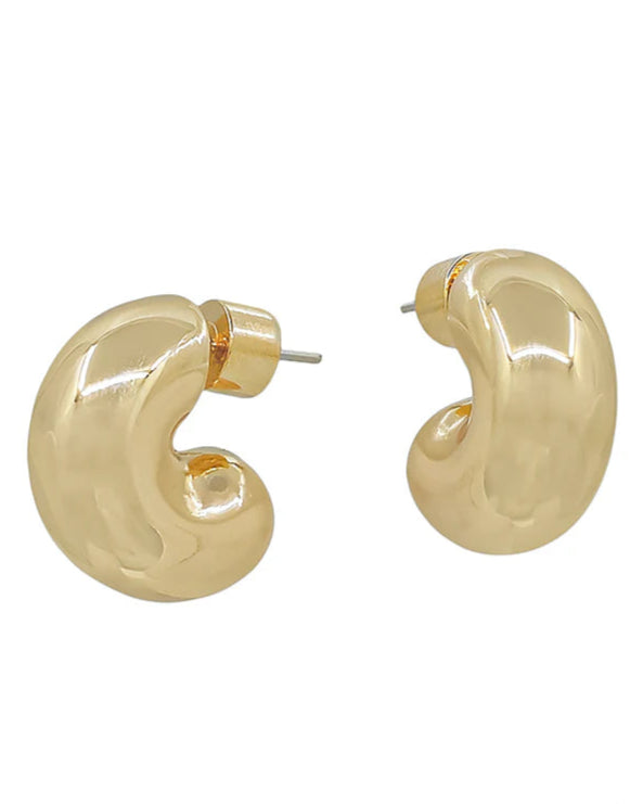 Gold Rounded Huggie Hoop