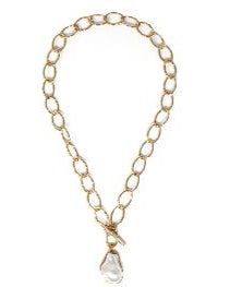 Gold Necklace with Freshwater Pearl Necklace