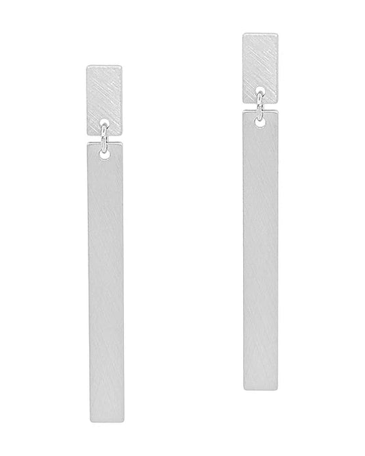 Matt Silver Drop Earrings