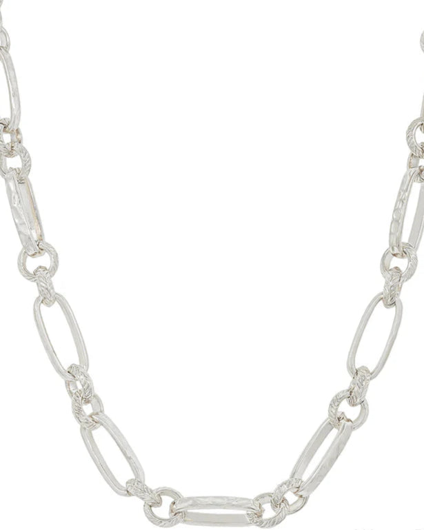 Silver Textured Chain Necklace
