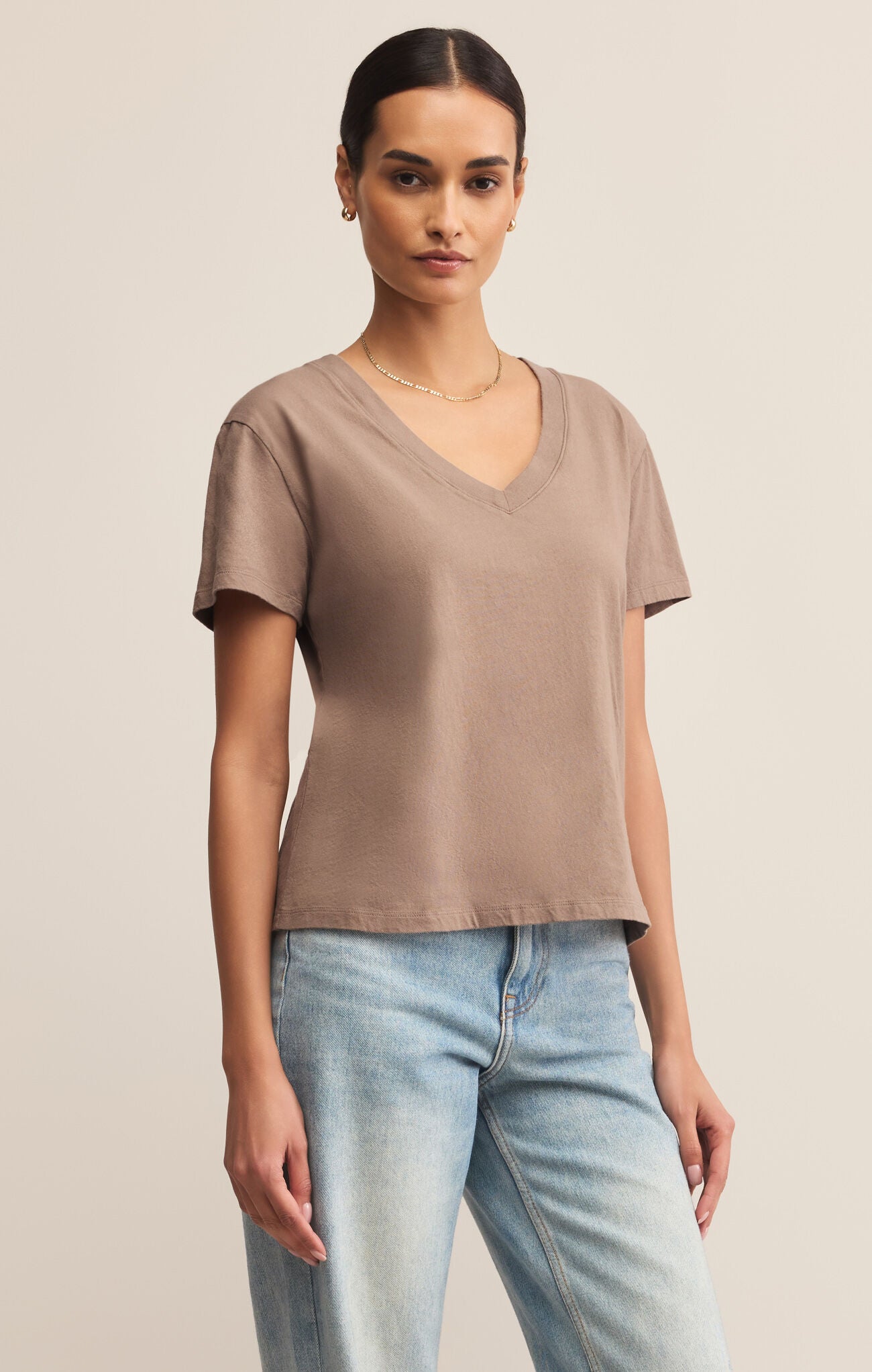 Weekdays V-Neck Tee Smokey
