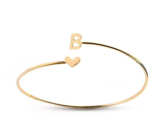 Gold Initial Bangle Bracelet