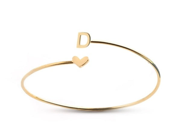 Gold Initial Bangle Bracelet