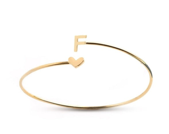 Gold Initial Bangle Bracelet