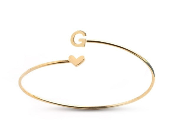 Gold Initial Bangle Bracelet