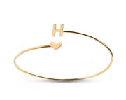 Gold Initial Bangle Bracelet