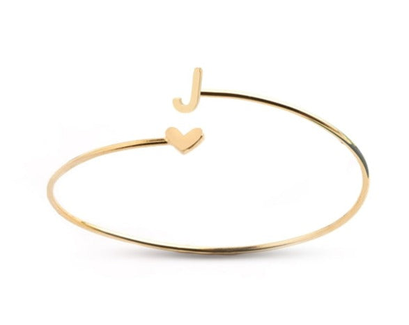 Gold Initial Bangle Bracelet