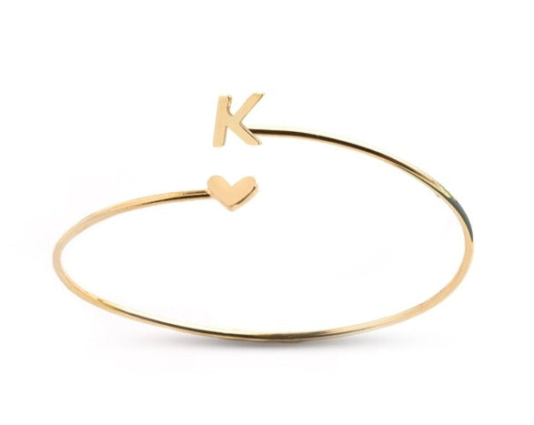 Gold Initial Bangle Bracelet