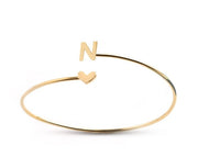 Gold Initial Bangle Bracelet