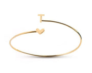 Gold Initial Bangle Bracelet