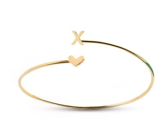 Gold Initial Bangle Bracelet