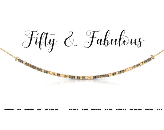 "Fifty & Fabulous" Morse Code Necklace