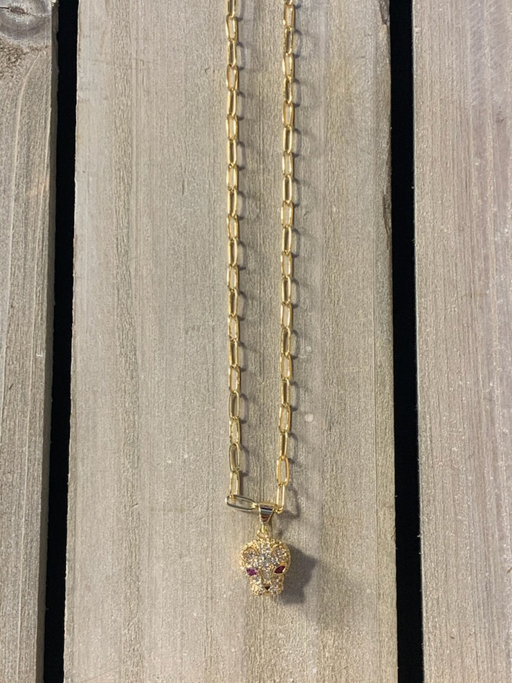 16" Gold Chain w Bling Pendant