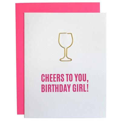 Cheers To You, Birthday Girl Paperclip Letterpress Card