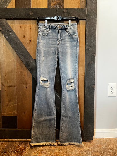 Happi High Rise Frayed Flare Jean