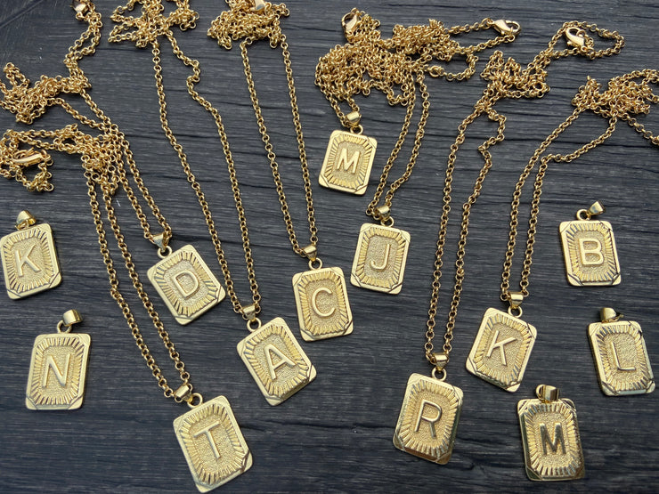 Square Initial Necklace