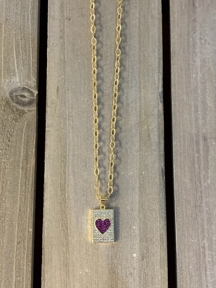 16" Gold Chain w Bling Pendant